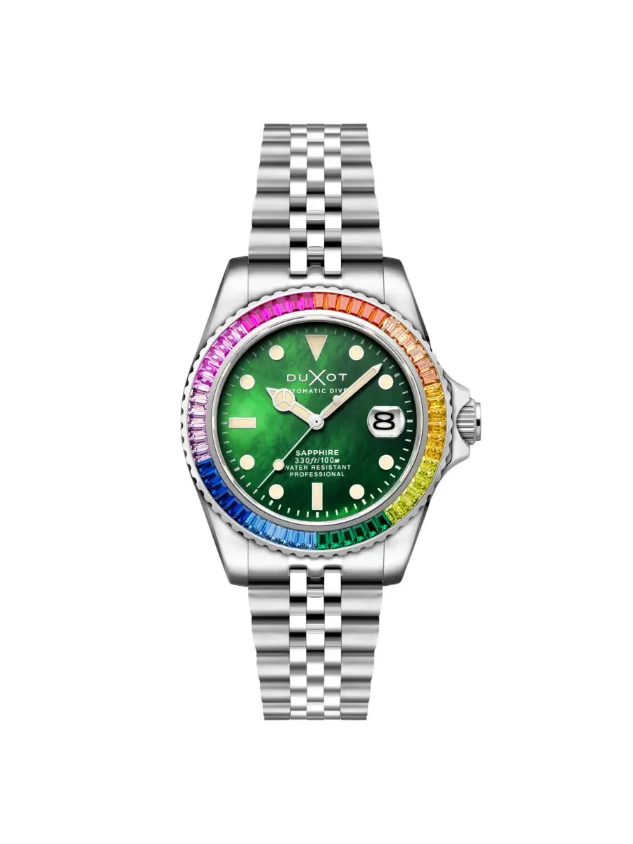 Мужские часы Duxot Atlantica 40 Rainbow Automatic с зеленым циферблатом DX-2077-66 — зеленый