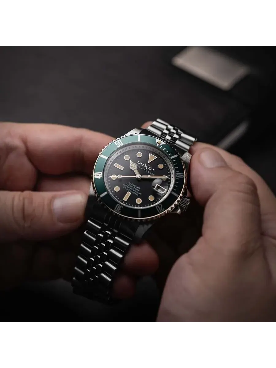 Мужские часы Duxot Atlantica Diver Automatic с черным циферблатом DX-2057-33 — изображение 2 из 4, оттенок зеленый