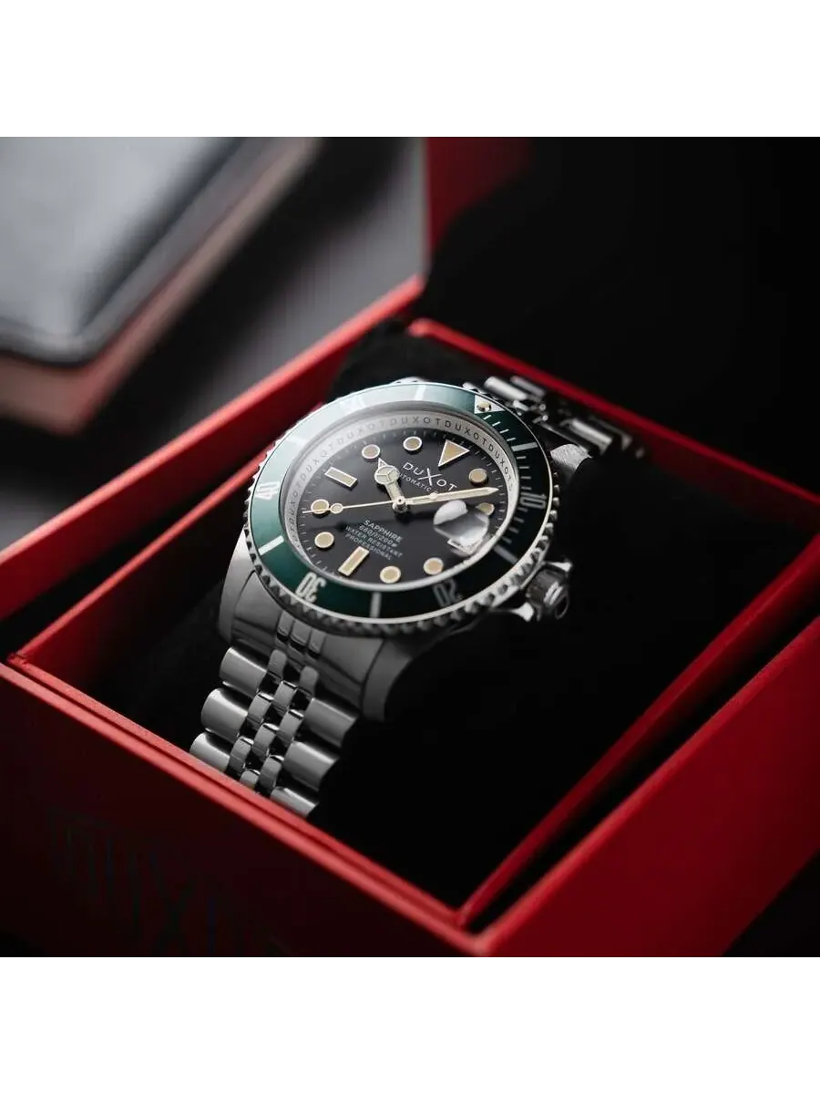 Мужские часы Duxot Atlantica Diver Automatic с черным циферблатом DX-2057-33 — изображение 3 из 4, оттенок зеленый