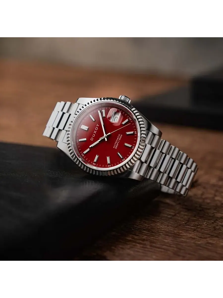 Мужские часы Duxot Marcel Automatic с красным циферблатом DX-2059-44 — изображение 2 из 3, оттенок серебряный