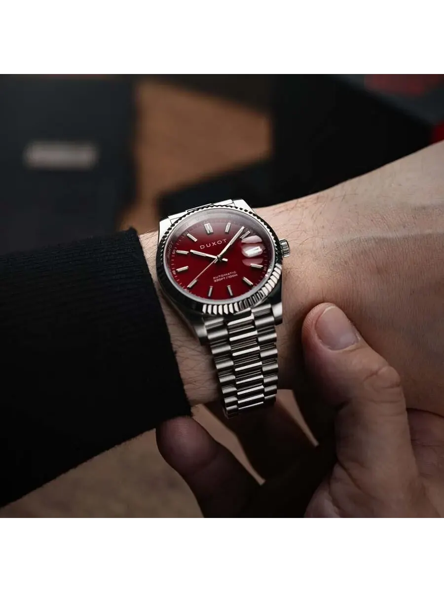 Мужские часы Duxot Marcel Automatic с красным циферблатом DX-2059-44 — изображение 3 из 3, оттенок серебряный