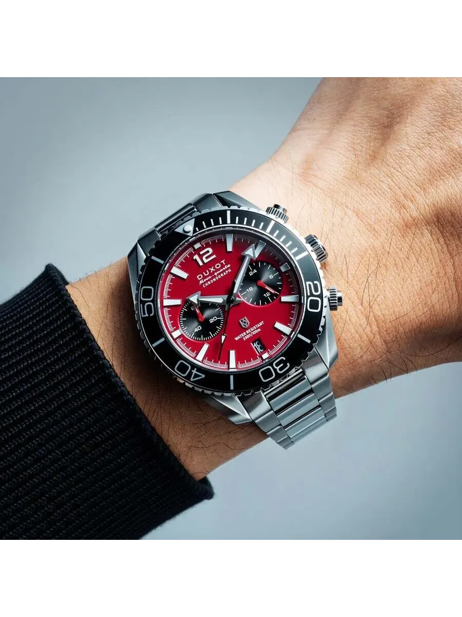 Мужские часы Duxot Tiburon Chronograph Quartz с красным циферблатом DX-2062-22 — изображение 2 из 3, оттенок черный