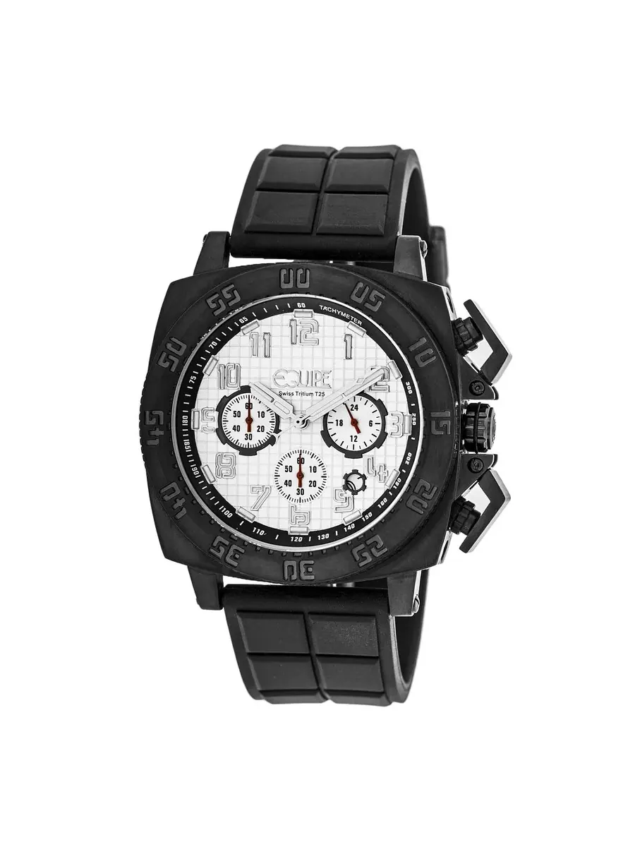 Мужские часы Equipe Tritium Push Chronograph с белым циферблатом ET303