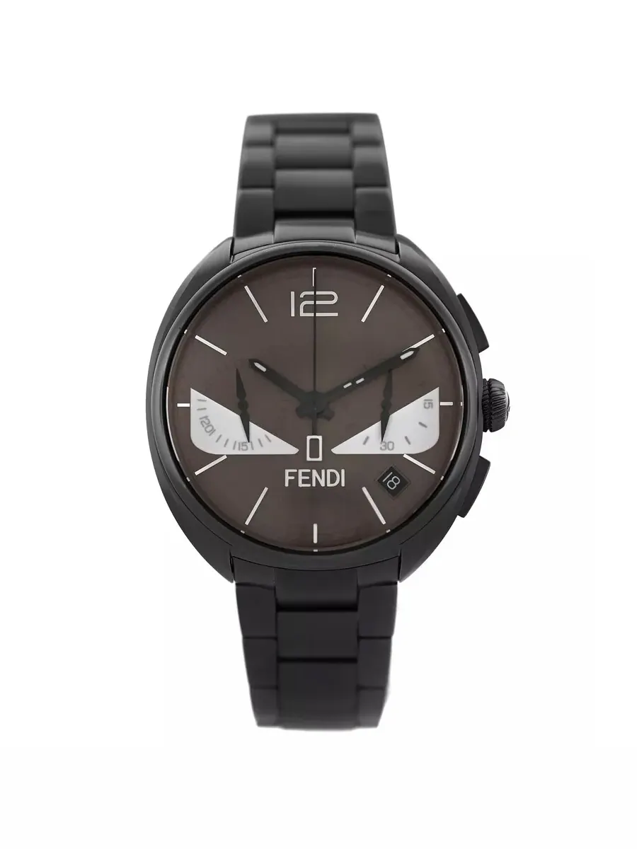 Мужские кварцевые часы Fendi Momento Bugs с коричневым циферблатом, модель F215716400 — черный
