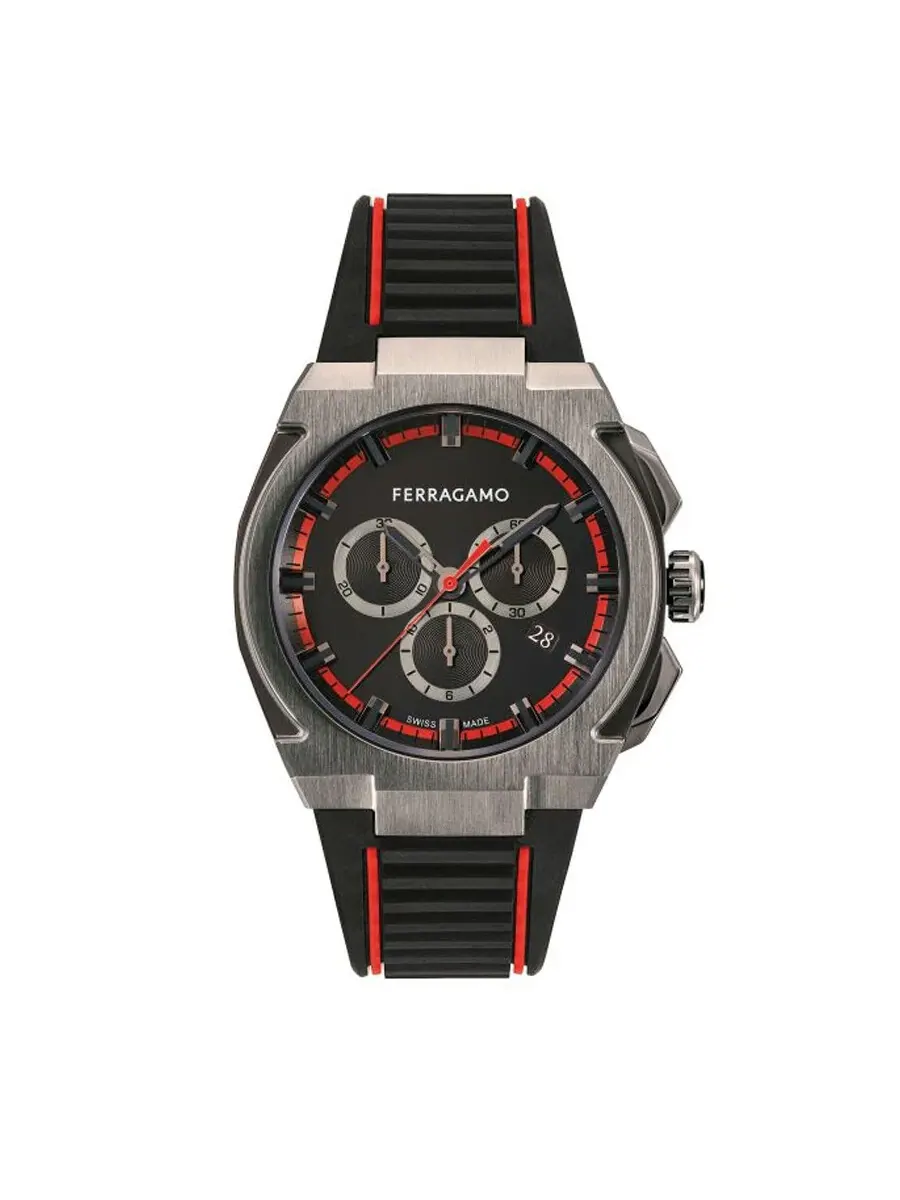 Мужские часы Ferragamo Edge Chronograph Quartz с черным циферблатом SFK200323 — изображение 1 из 3, оттенок серый