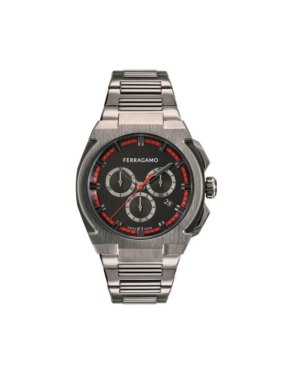 Мужские часы Ferragamo Edge Chronograph Quartz с черным циферблатом SFK200423 — изображение 1 из 3, оттенок серый