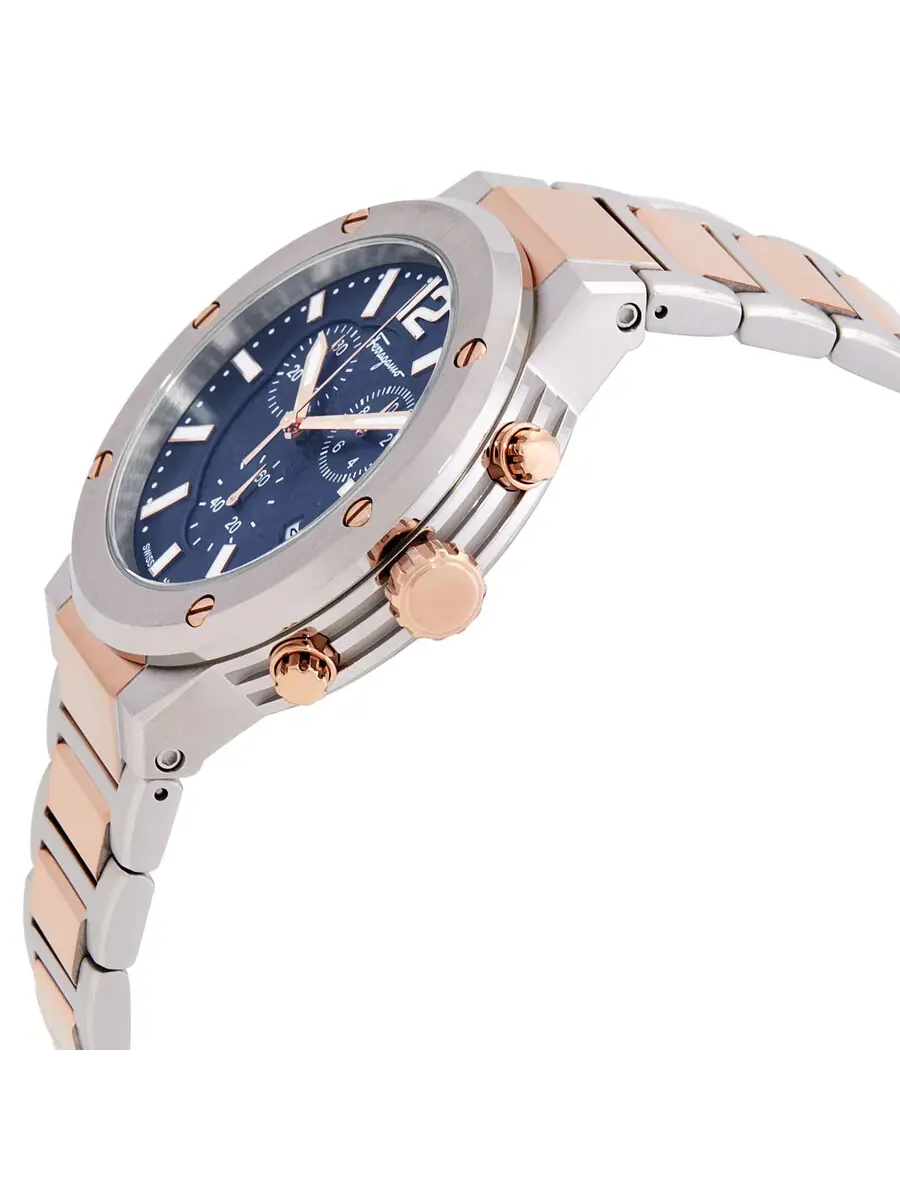 Мужские часы Ferragamo F-80 Chronograph Quartz с синим циферблатом SFJE00524 — изображение 2 из 3, оттенок серебряный
