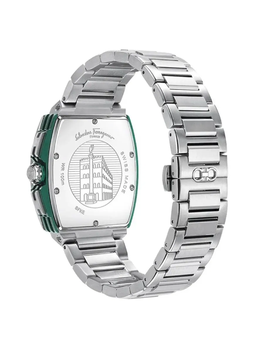 Мужские часы Ferragamo F-80 Chronograph Quartz с зеленым циферблатом SFKE00824 — изображение 2 из 2, оттенок серебряный