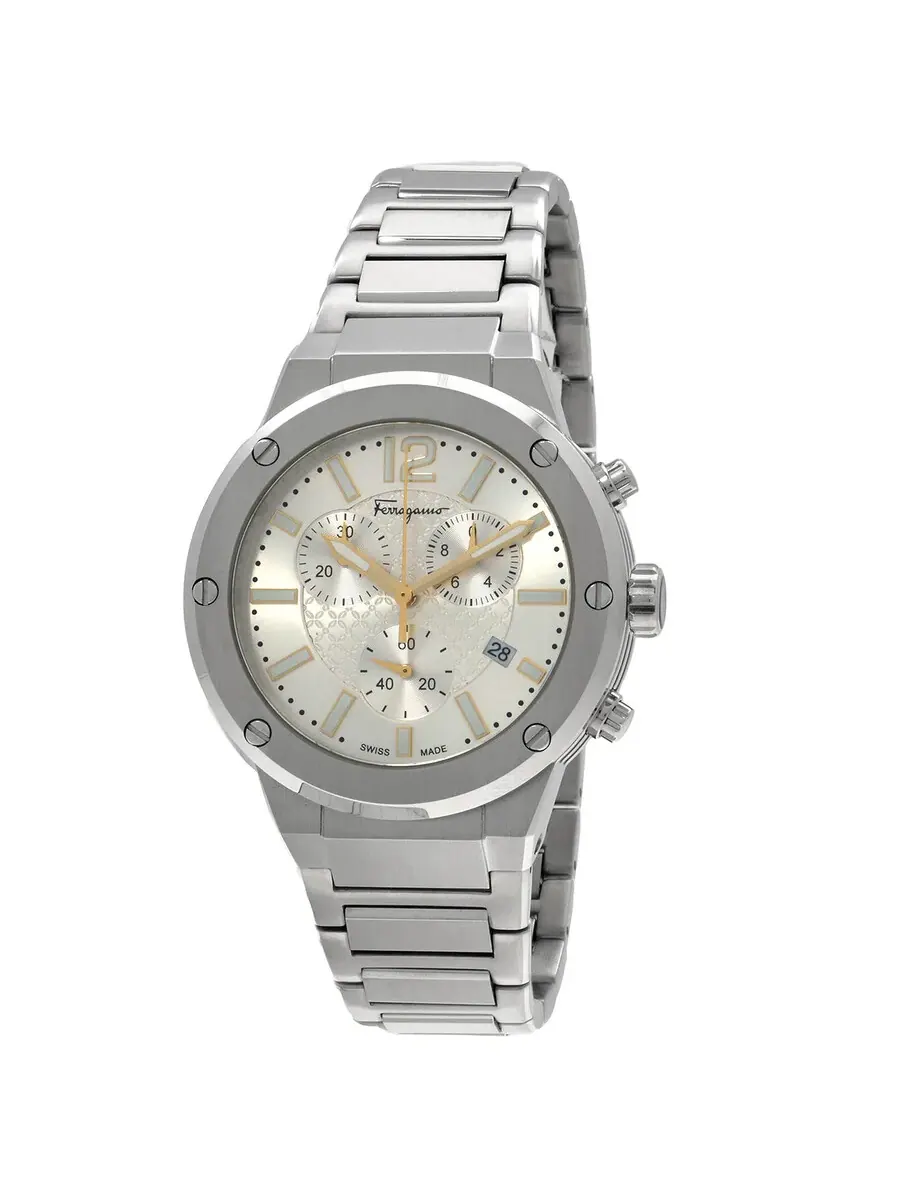 Мужские кварцевые часы-хронограф Ferragamo F-80 SFJE00324 — изображение 1 из 3, оттенок серебряный