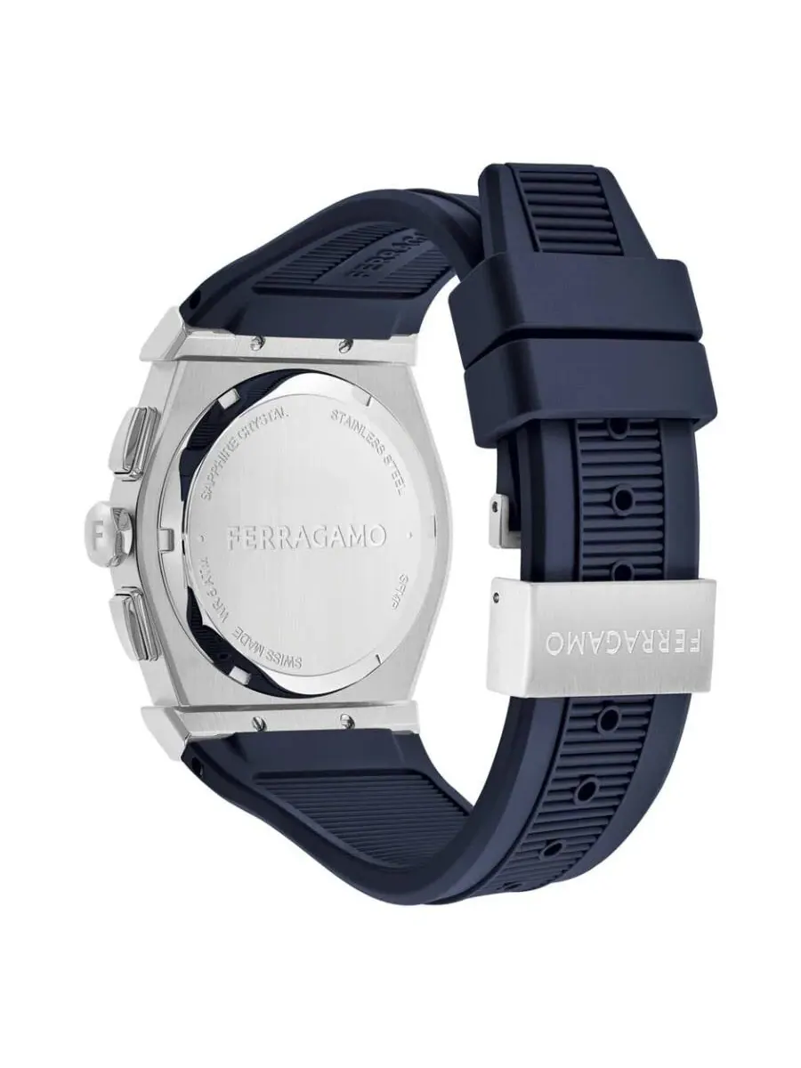 Мужские часы Ferragamo Vega Chrono Quartz с синим циферблатом SFMR00724 — изображение 2 из 2, оттенок серебряный
