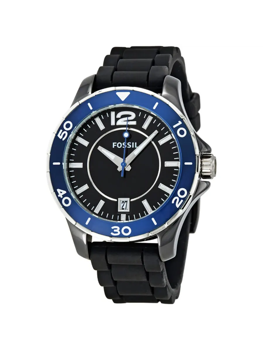 Унисекс-часы Fossil с черным циферблатом CE1036 — синий