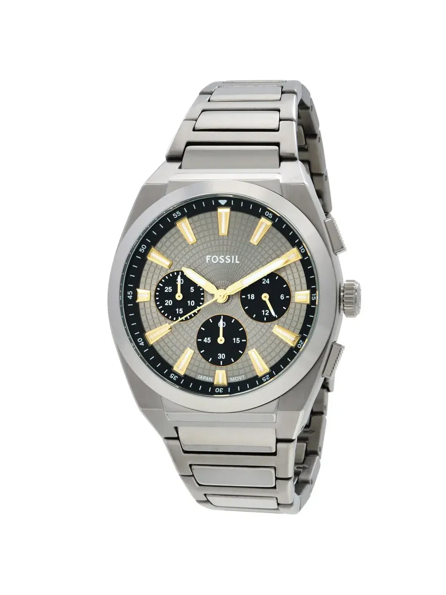 Мужские часы Fossil Everett Chronograph Quartz с серым циферблатом FS6128 — изображение 1 из 3, оттенок серебряный