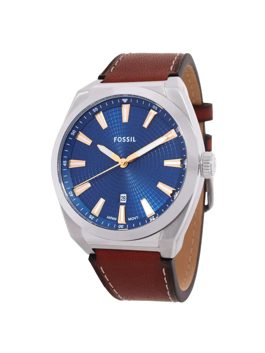 Мужские часы Fossil Everett с синим циферблатом из кварца FS6115 — изображение 1 из 3, оттенок серебряный