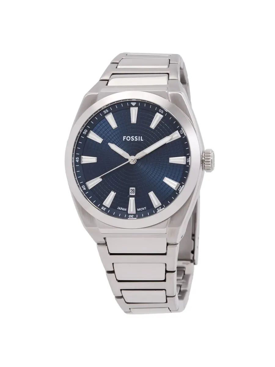 Мужские кварцевые часы Fossil Everett с синим циферблатом FS5822 — серебристый