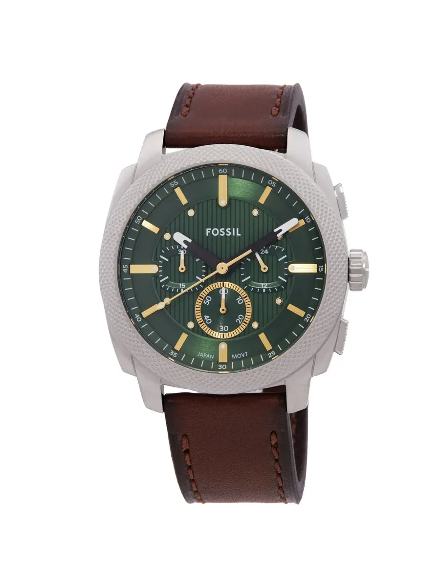 Мужские кварцевые часы Fossil Machine Chronograph с зеленым циферблатом FS6100 — изображение 1 из 3, оттенок серебряный