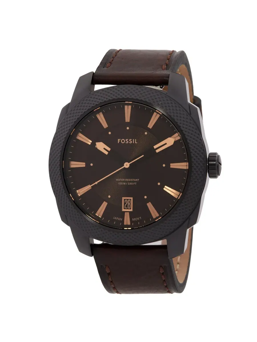 Мужские часы Fossil Machine с кварцевым механизмом и коричневым циферблатом FS5972 — изображение 1 из 3, оттенок черный