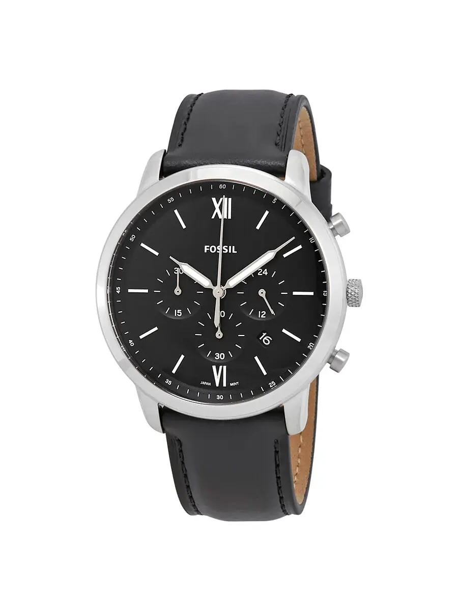 Мужские часы Fossil Neutra Chronograph Quartz с черным циферблатом FS5452 — 1