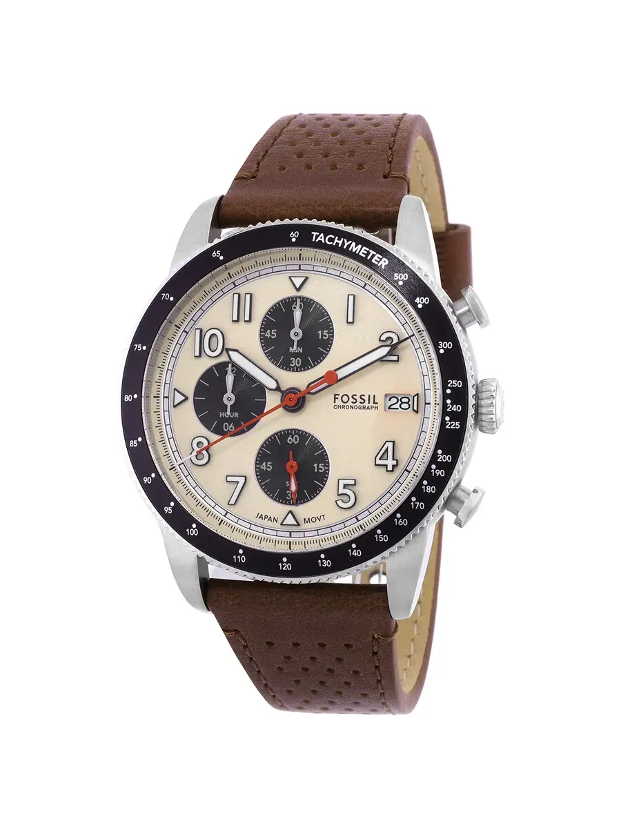 Мужские часы Fossil Sport Tourer Chronograph Quartz с белым циферблатом FS6042 — изображение 1 из 3, оттенок черный
