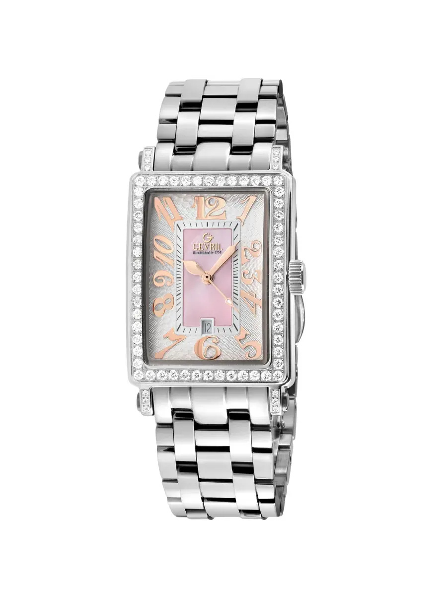Женские мини-часы Gevril Avenue of Americas Mini Diamond Quartz 7245RLB — изображение 1 из 3, оттенок серебряный