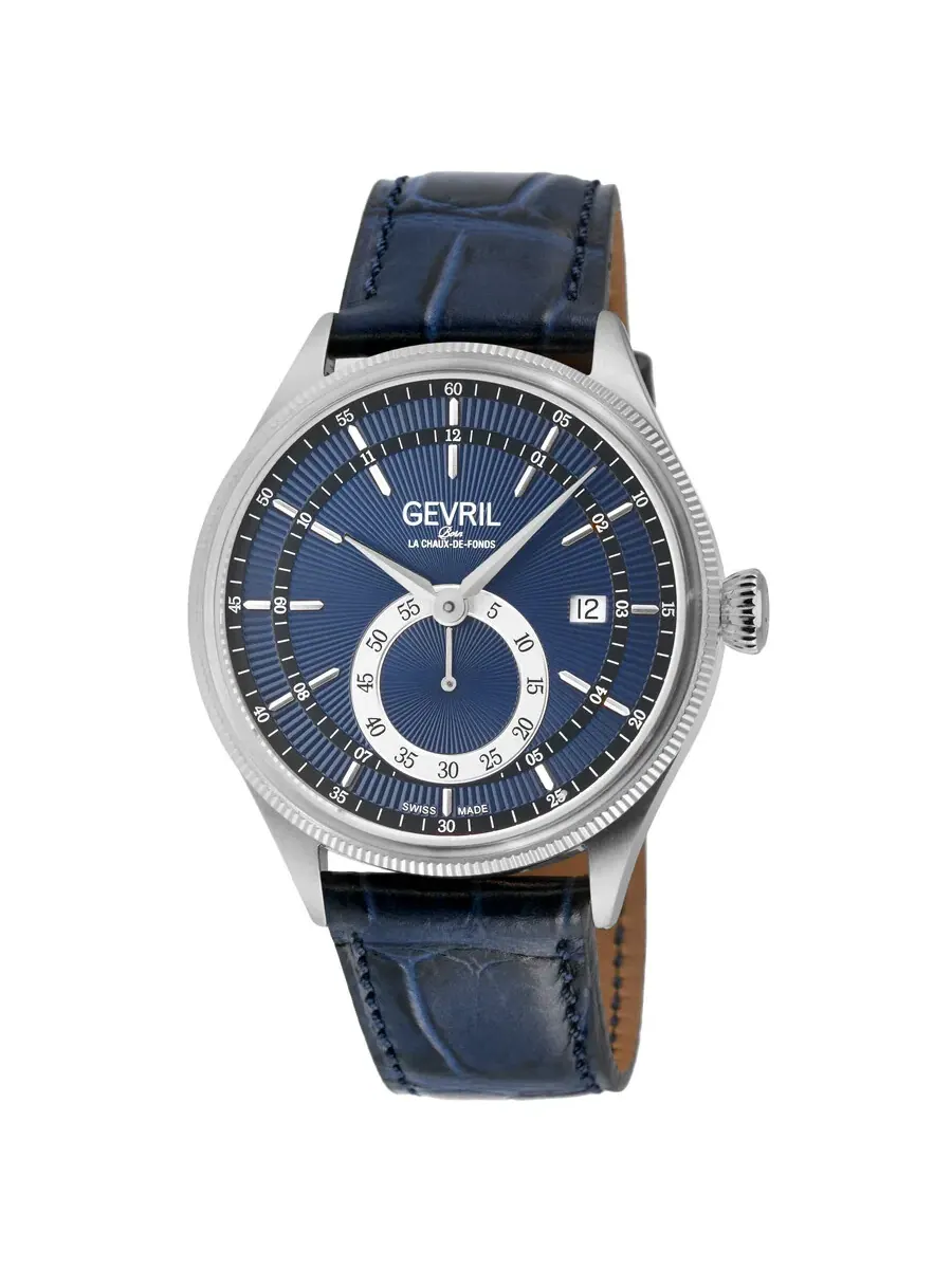 Мужские часы Gevril Empire Automatic с синим циферблатом 48102 — серебристый