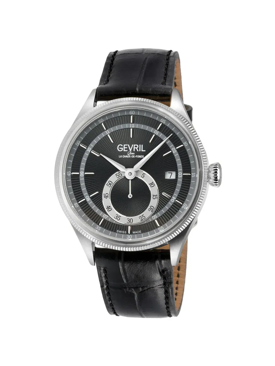Мужские часы Gevril Empire Automatic с черным циферблатом 48100 — серебристый