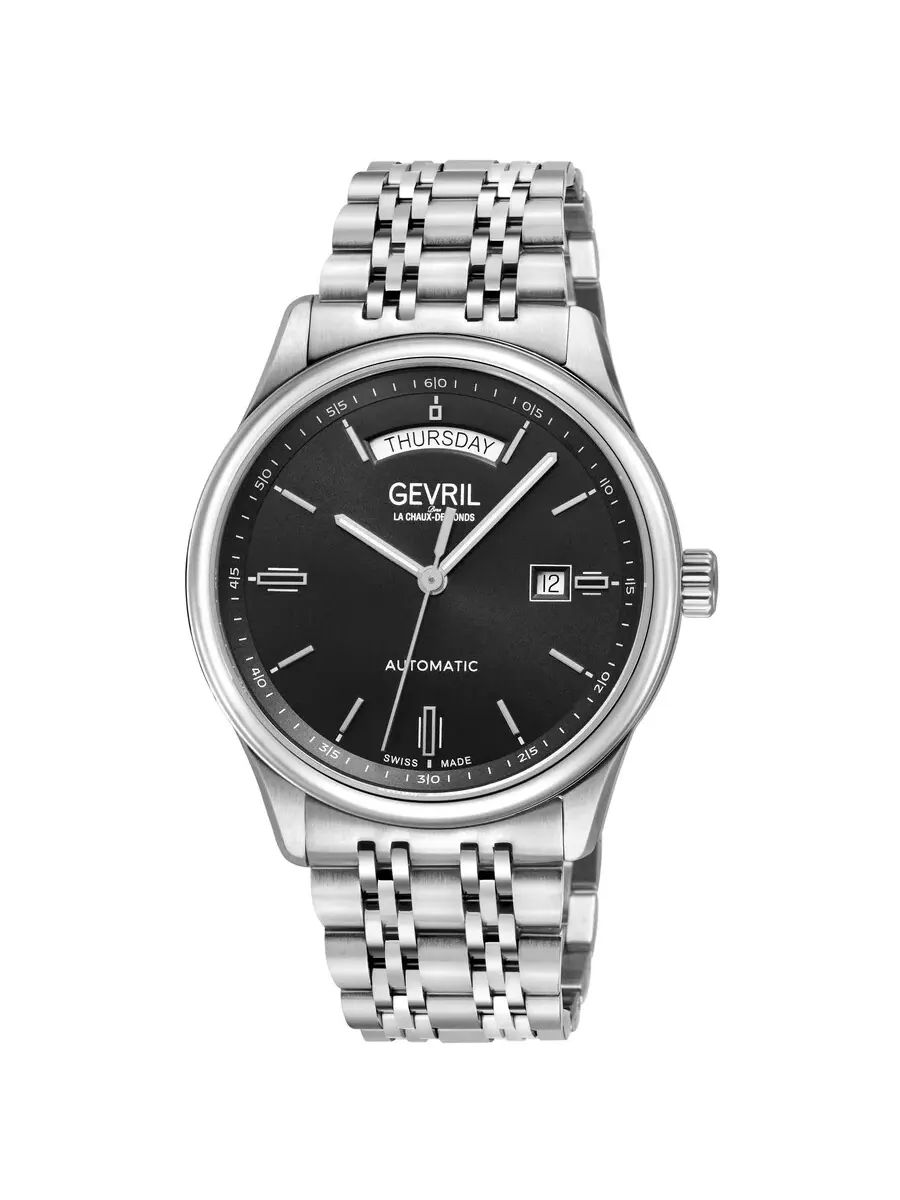Мужские часы Gevril Excelsior Automatic с черным циферблатом 48205B — изображение 1 из 3, оттенок серебряный