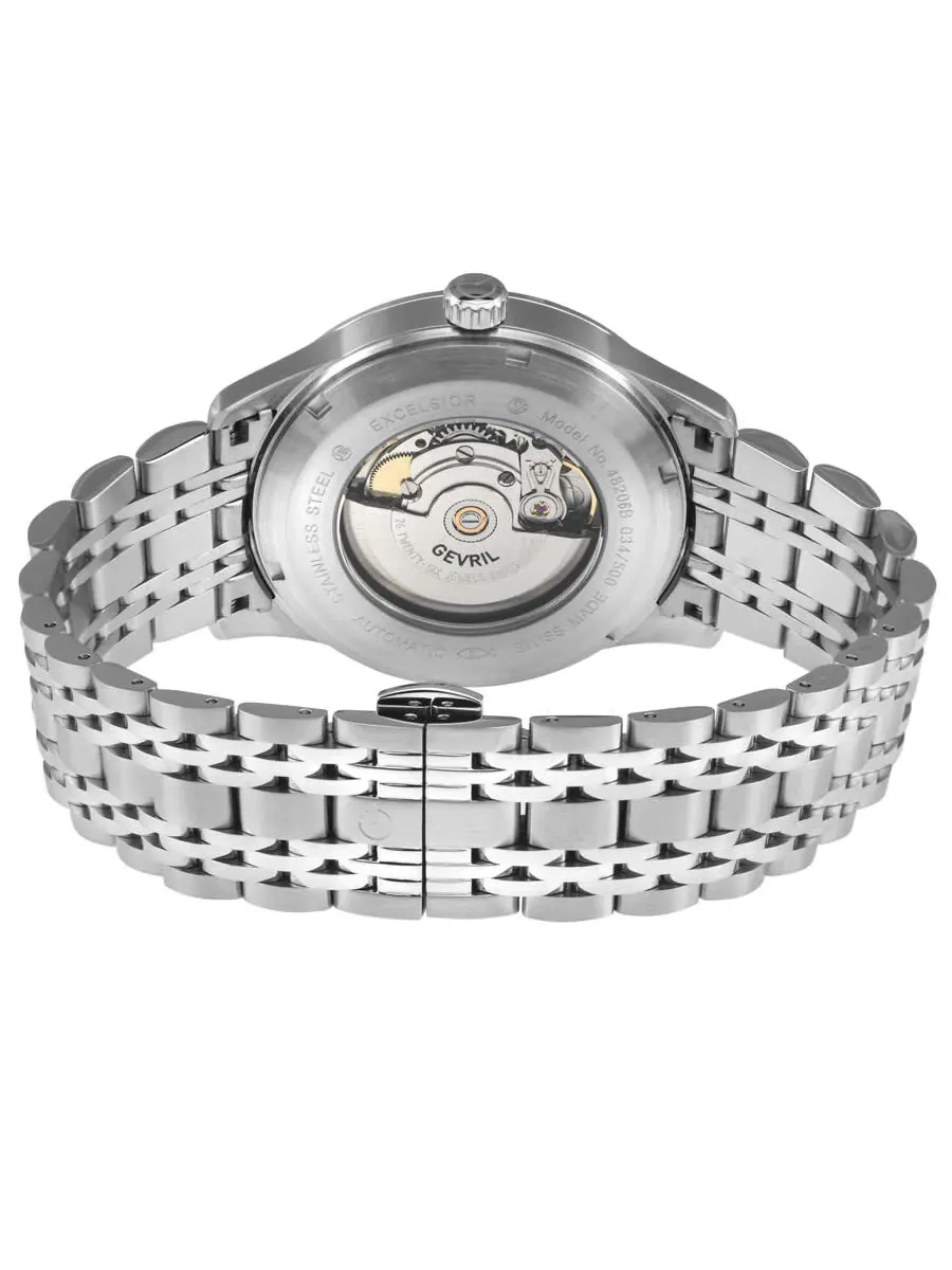 Мужские часы Gevril Excelsior Automatic с серебристым циферблатом 48206B — изображение 2 из 3, оттенок серебряный