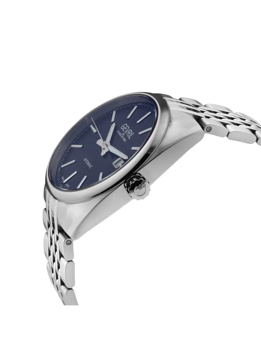 Мужские часы Gevril Five Points Automatic с синим циферблатом 48701 — изображение 2 из 3, оттенок серебряный