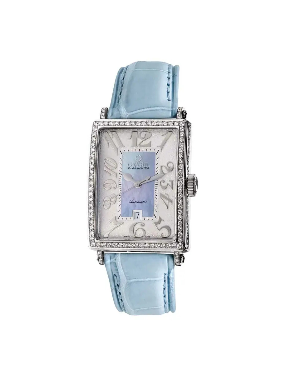 Женские часы Gevril Glamour Automatic с синим циферблатом 6207NV — изображение 1 из 1, оттенок серебряный