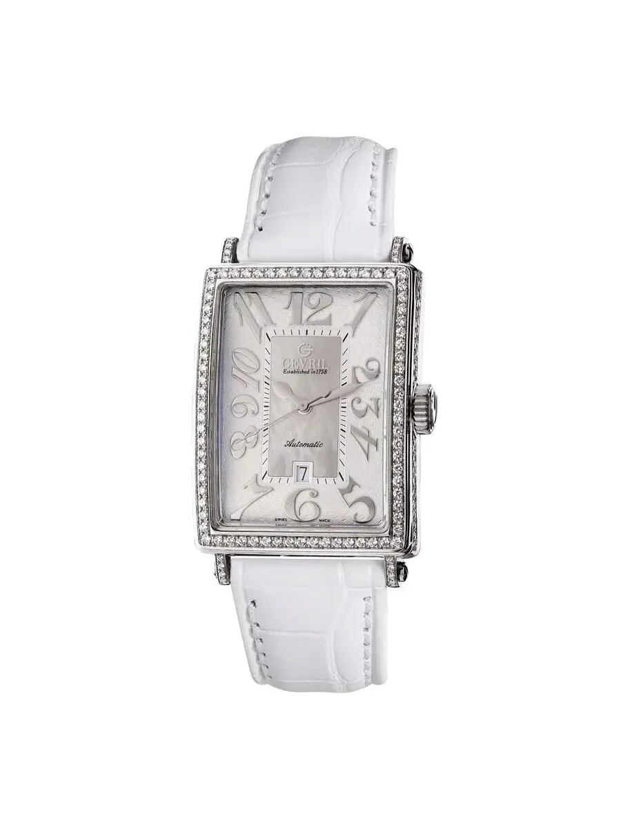 Женские часы Gevril Glamour Automatic с белым циферблатом 6209NV — изображение 1 из 1, оттенок серебряный