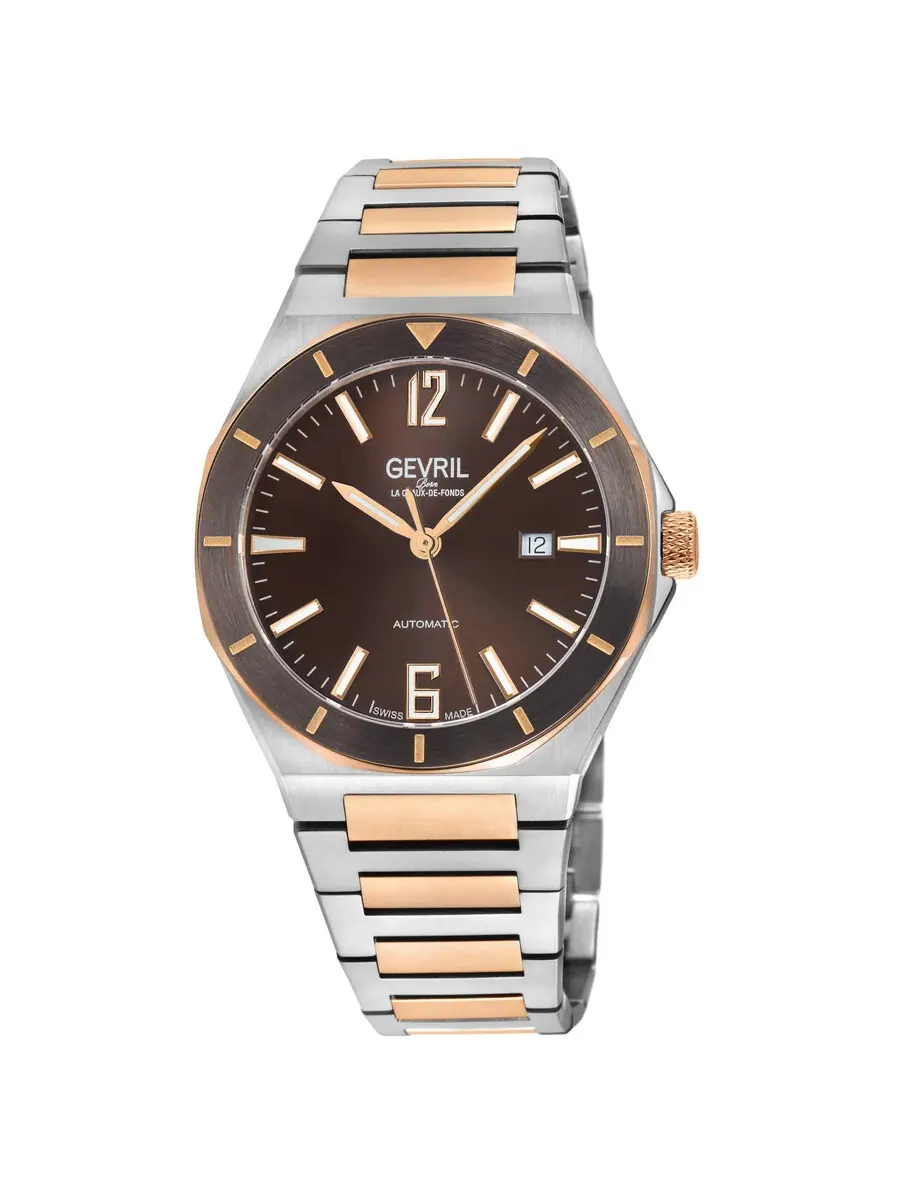 Мужские часы Gevril High Line Automatic с коричневым циферблатом 48403B — изображение 1 из 3, оттенок коричневый