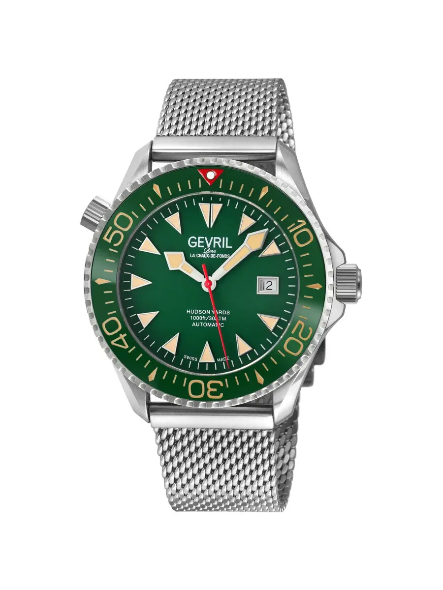 Мужские часы Gevril Hudson Yards Automatic с зеленым циферблатом 48846B — изображение 1 из 3, оттенок зеленый