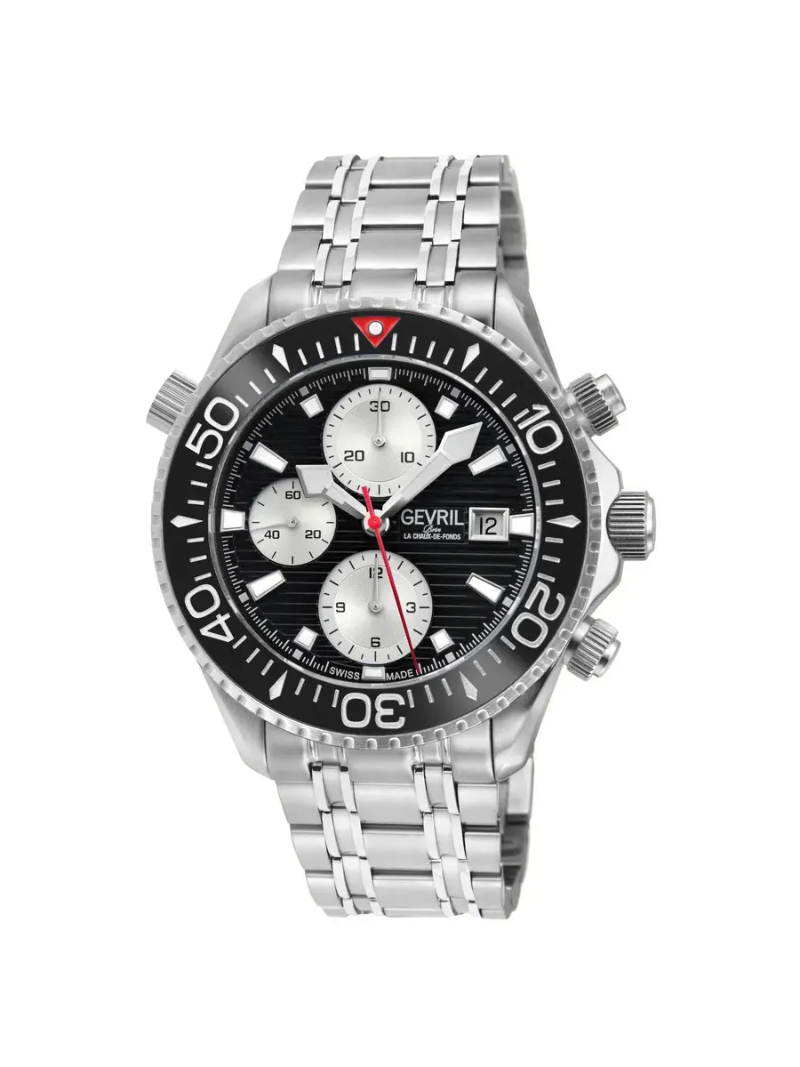 Мужские часы Gevril Hudson Yards Chronograph Automatic с черным циферблатом 48814B — черный