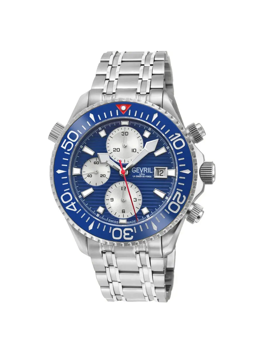 Мужские часы Gevril Hudson Yards Chronograph Automatic с синим циферблатом 48815B — изображение 1 из 3, оттенок синий