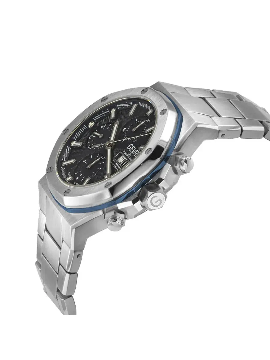 Мужские часы Gevril Kingsgate Chronograph Automatic с черным циферблатом 47901B — изображение 3 из 3, оттенок серебряный