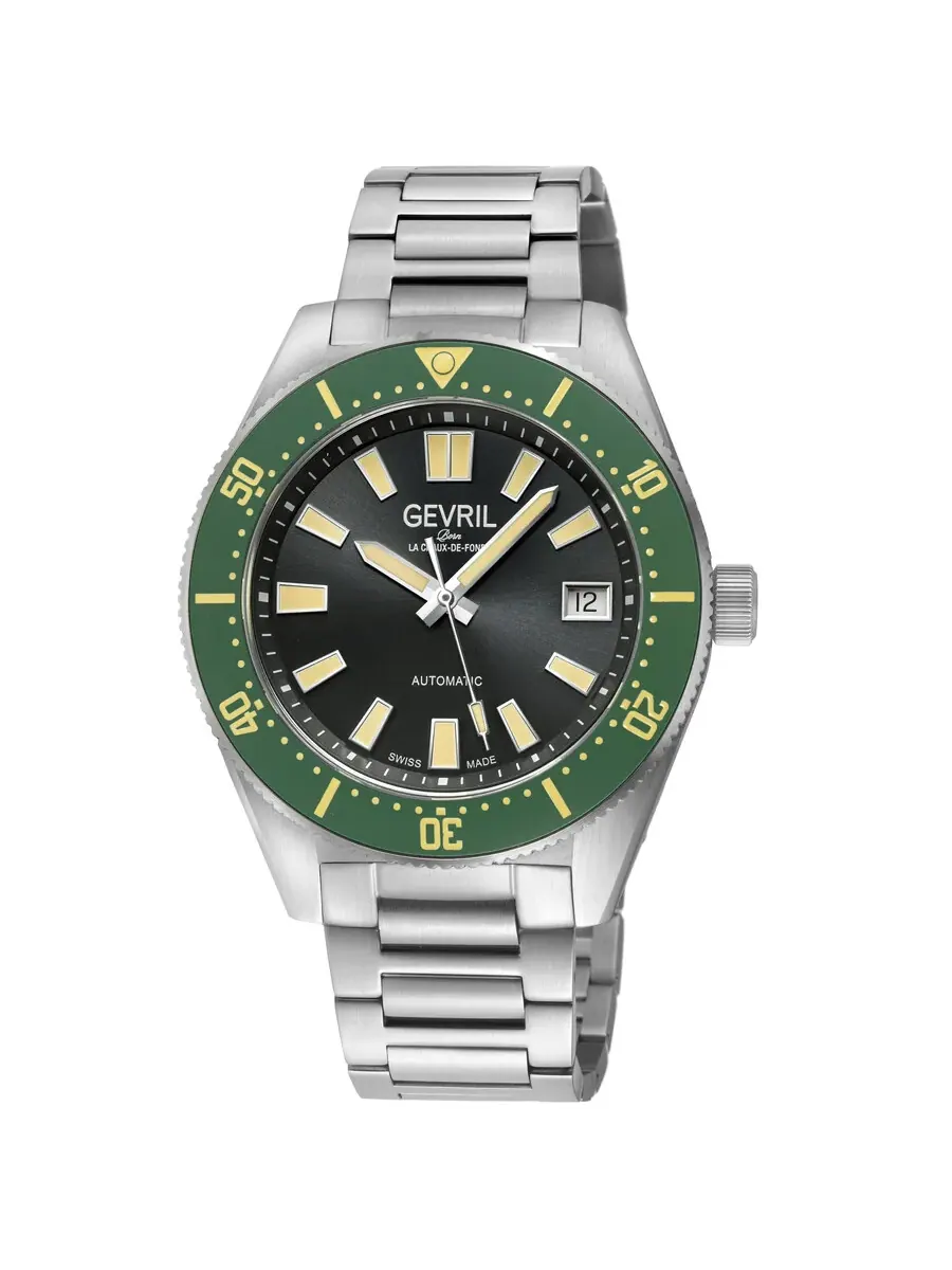 Мужские часы Gevril Mariner Row Automatic с черным циферблатом 46905B — изображение 1 из 3, оттенок зеленый