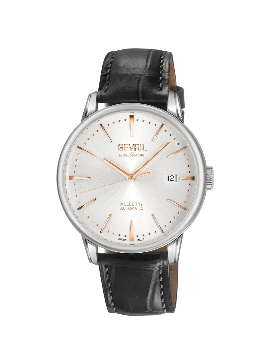 Мужские часы Gevril Mulberry Automatic с серебристым циферблатом 9621 — изображение 1 из 3, оттенок серебряный