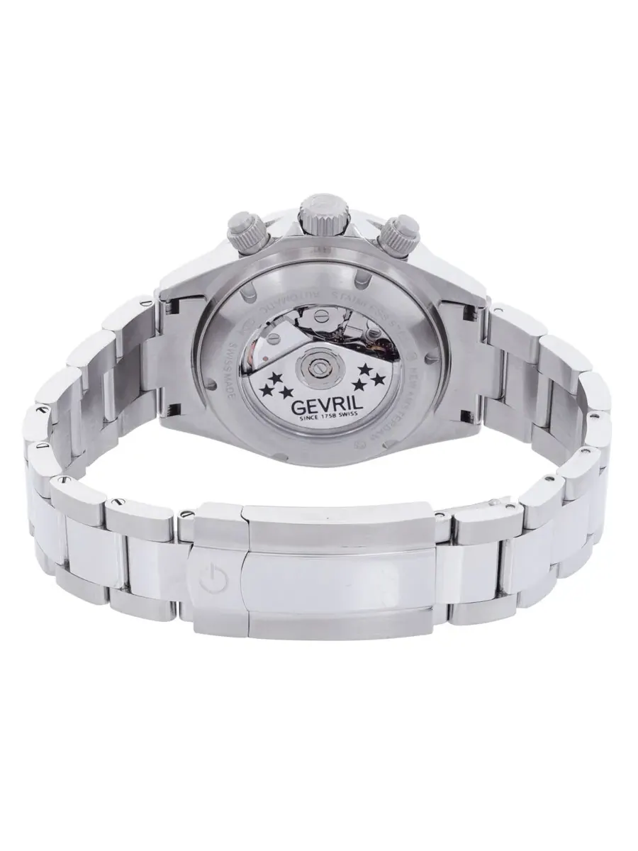 Мужские часы Gevril New Amsterdam Chronograph Automatic с черным циферблатом 44607B — изображение 3 из 3, оттенок серебряный