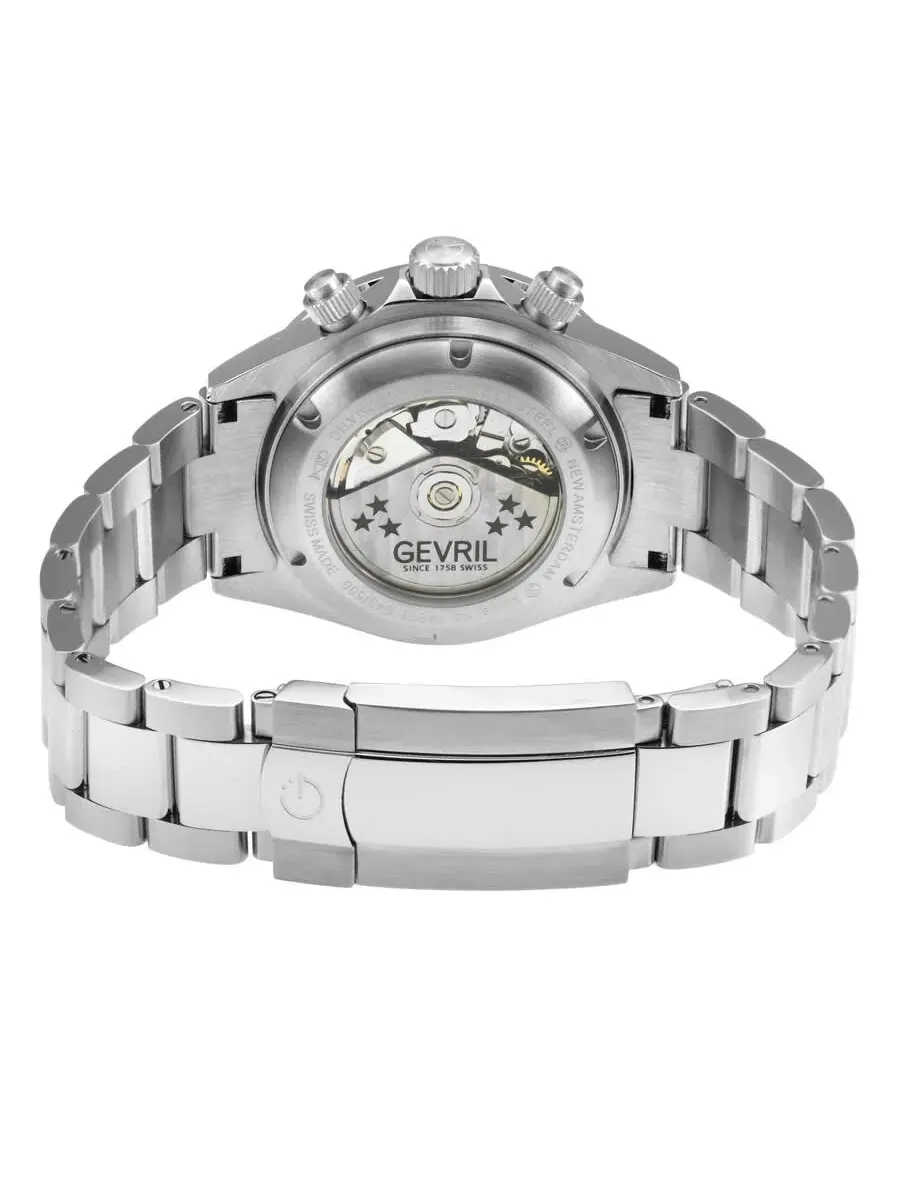 Мужские автоматические часы Gevril New Amsterdam Chronograph с белым циферблатом, модель 44606B — изображение 3 из 3