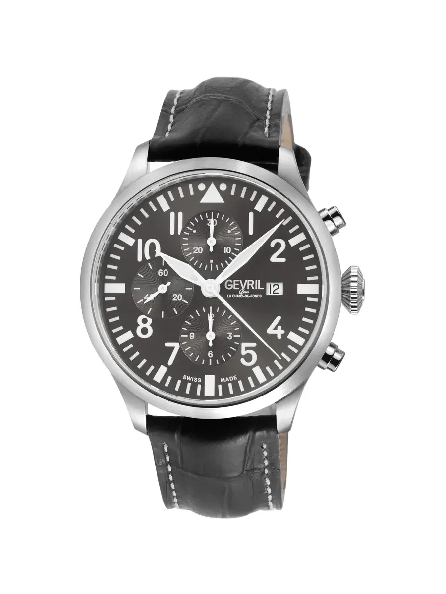 Мужские автоматические часы Gevril Vaughn Chronograph с серым циферблатом, модель 47102 — изображение 1 из 2