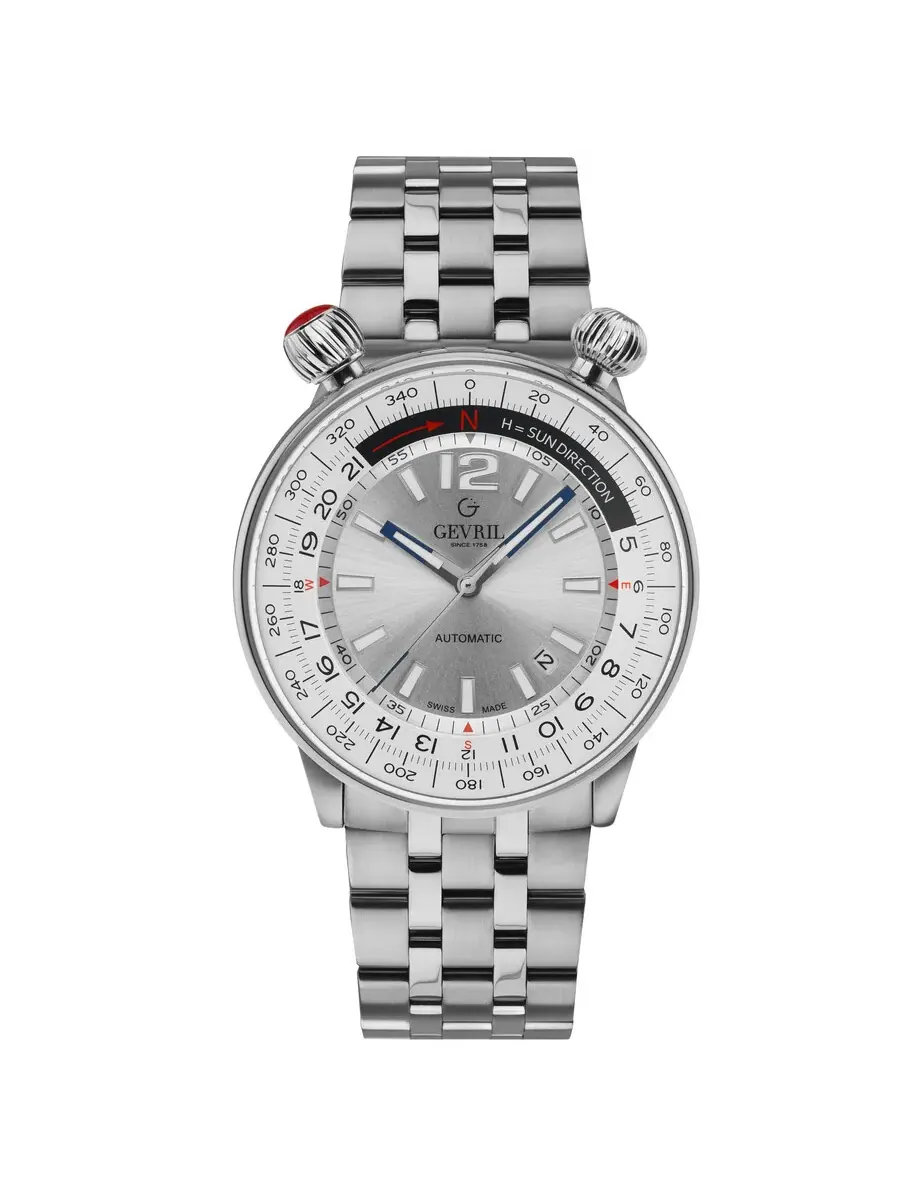 Мужские часы Gevril Wallabout Automatic с серебристым циферблатом 48560 — изображение 1 из 3, оттенок серебряный