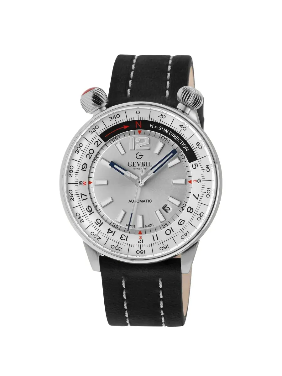 Мужские часы Gevril Wallabout Automatic с серебристым циферблатом 48560A — изображение 1 из 1, оттенок серебряный