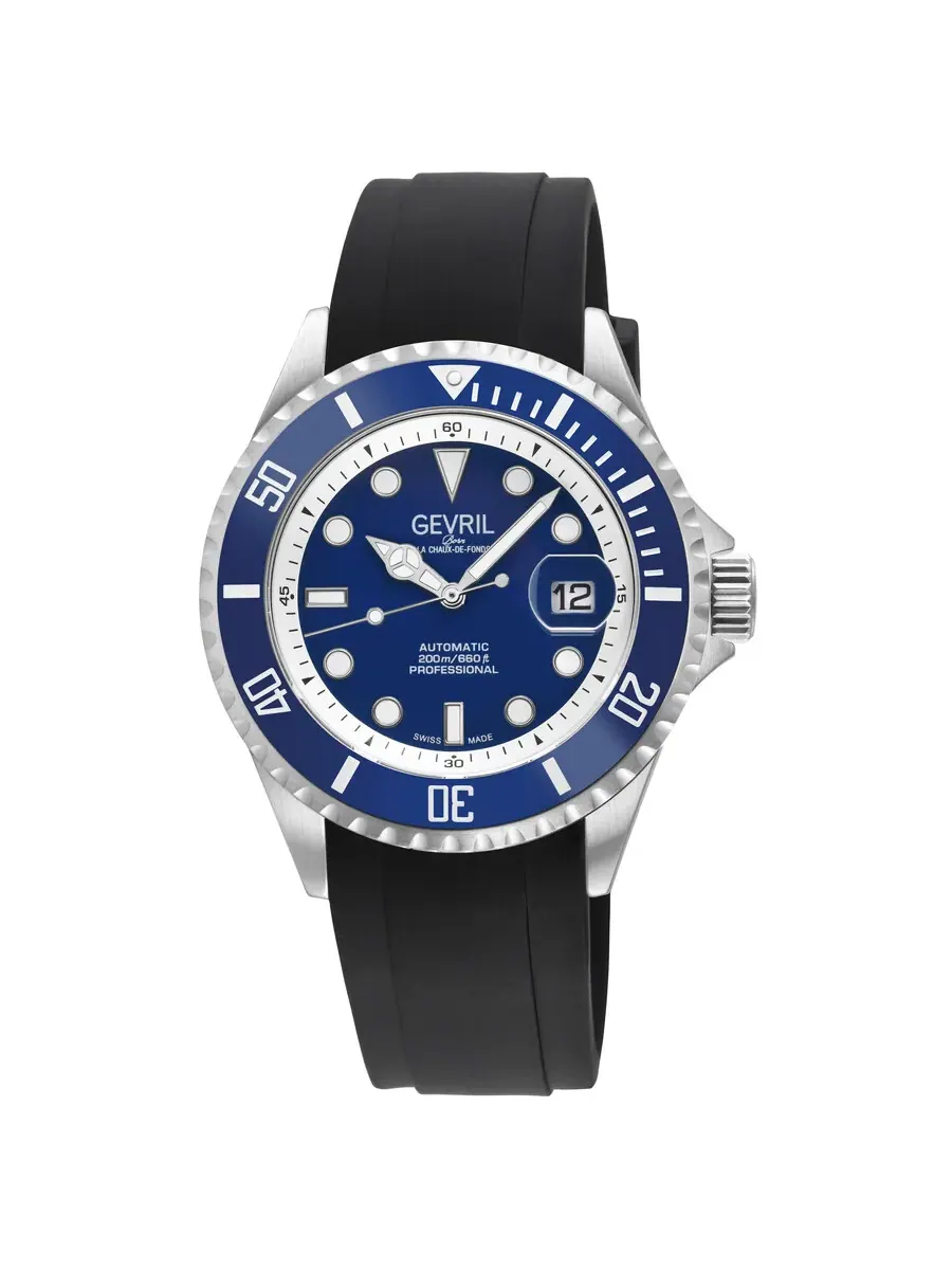 Мужские часы Gevril Wall Street Automatic с синим циферблатом 41851R — изображение 1 из 3, оттенок синий