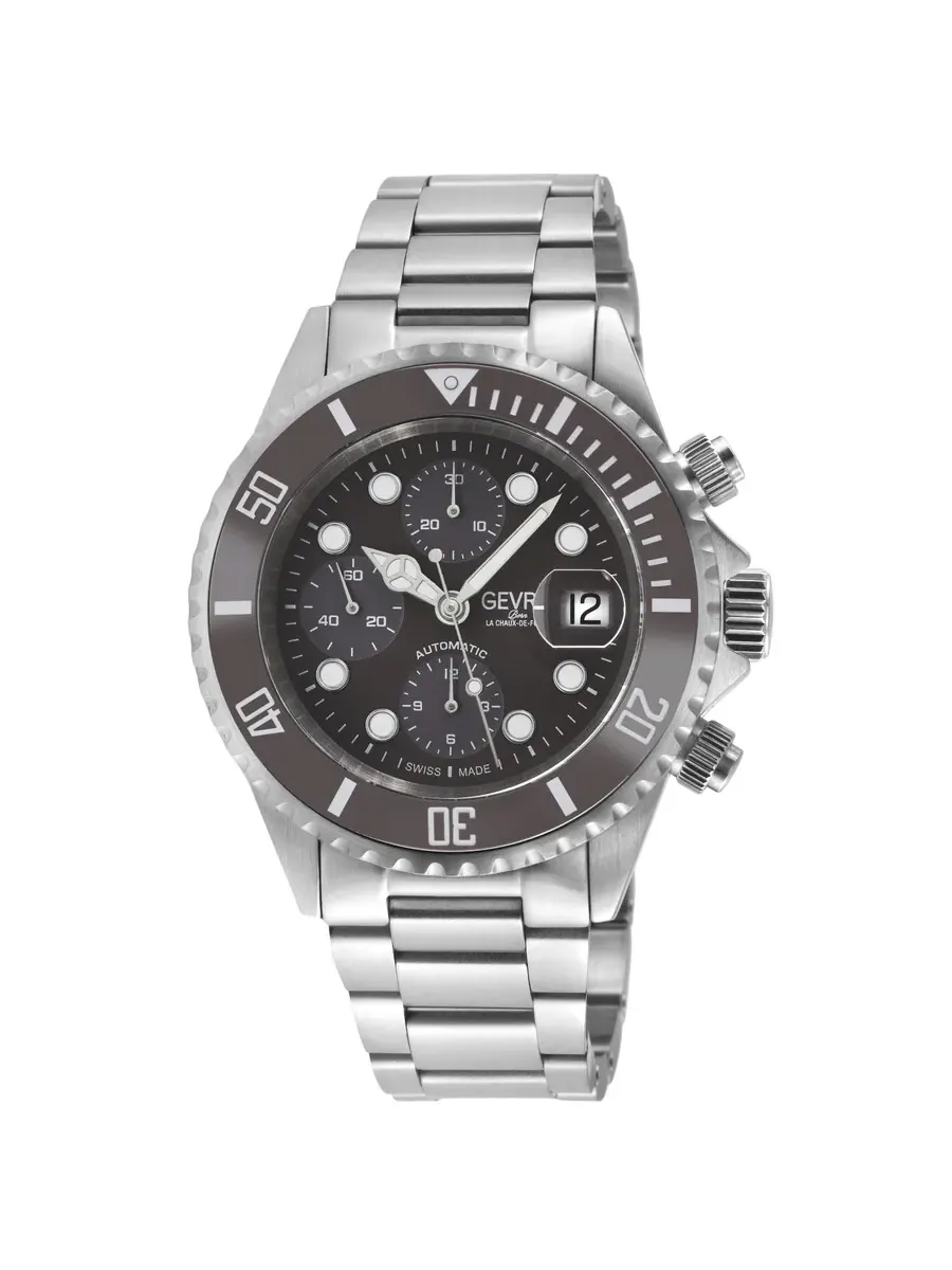 Мужские автоматические часы Gevril Wall Street Chrono Chronograph с серым циферблатом, модель 4154A — изображение 1 из 3