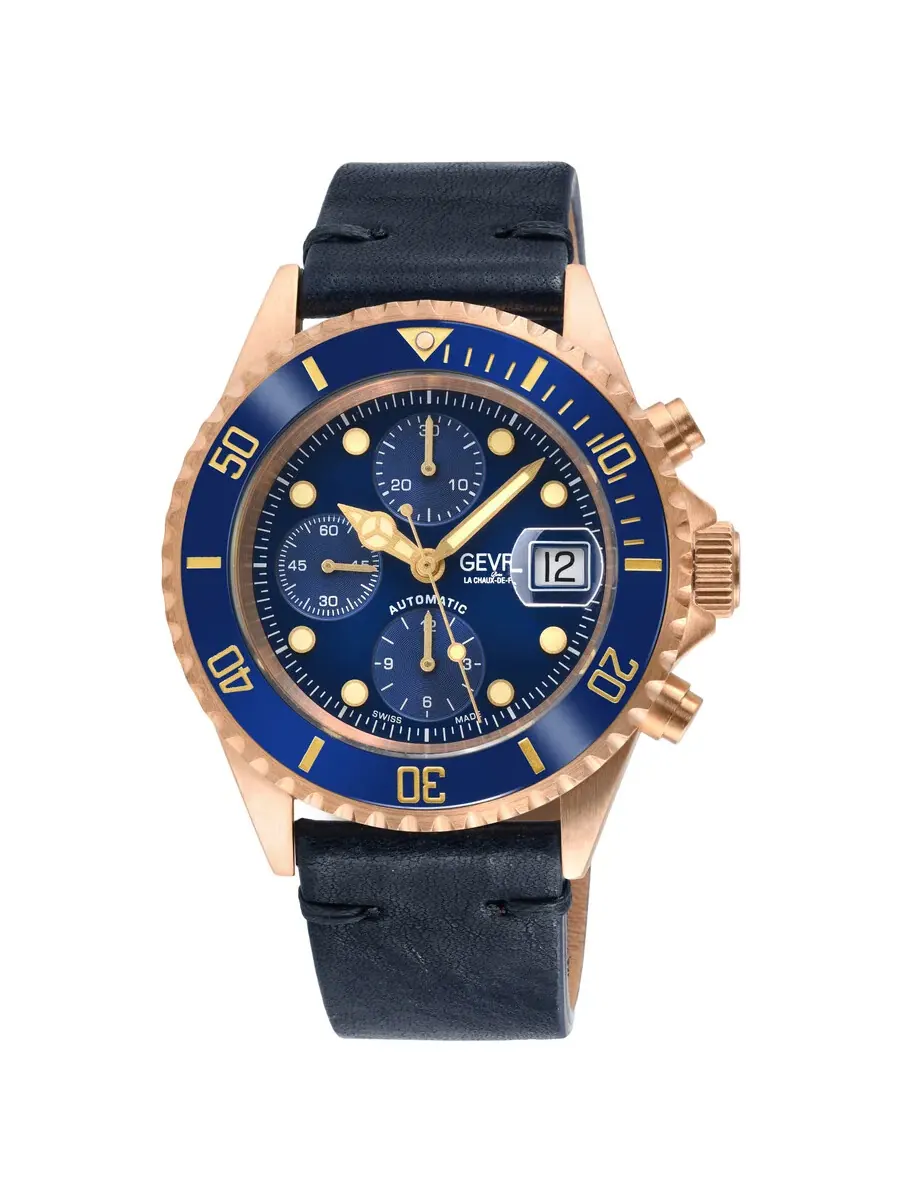 Мужские автоматические часы Gevril Wallstreet Chronograph с синим циферблатом, модель 4160 — изображение 1 из 3