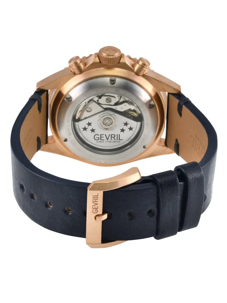 Мужские автоматические часы Gevril Wallstreet Chronograph с синим циферблатом, модель 4160 — изображение 2 из 3