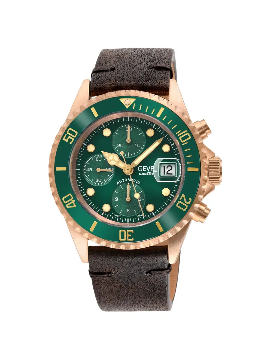 Мужские часы Gevril Wallstreet Chronograph с зеленым циферблатом 4166 — изображение 1 из 3, оттенок зеленый