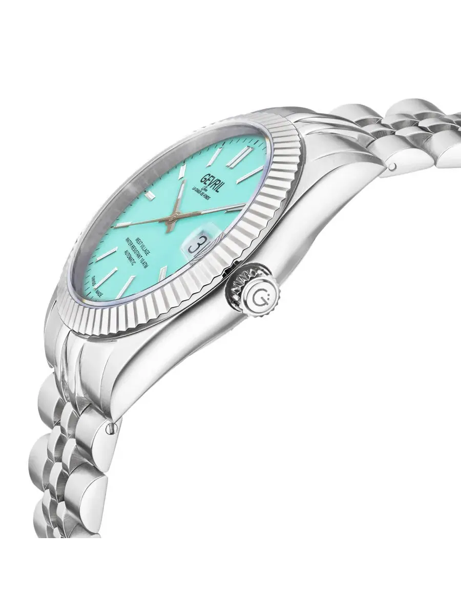 Мужские часы Gevril West Village Automatic с синим циферблатом 48906 — изображение 2 из 3, оттенок серебряный