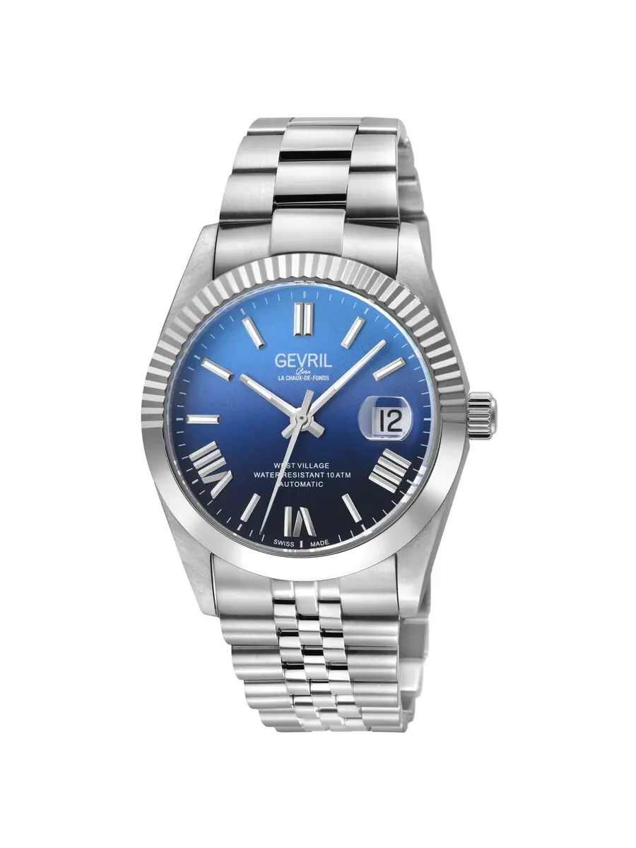 Мужские часы Gevril West Village Fusion Elite Automatic с синим циферблатом 48963B — изображение 1 из 1, оттенок серебряный