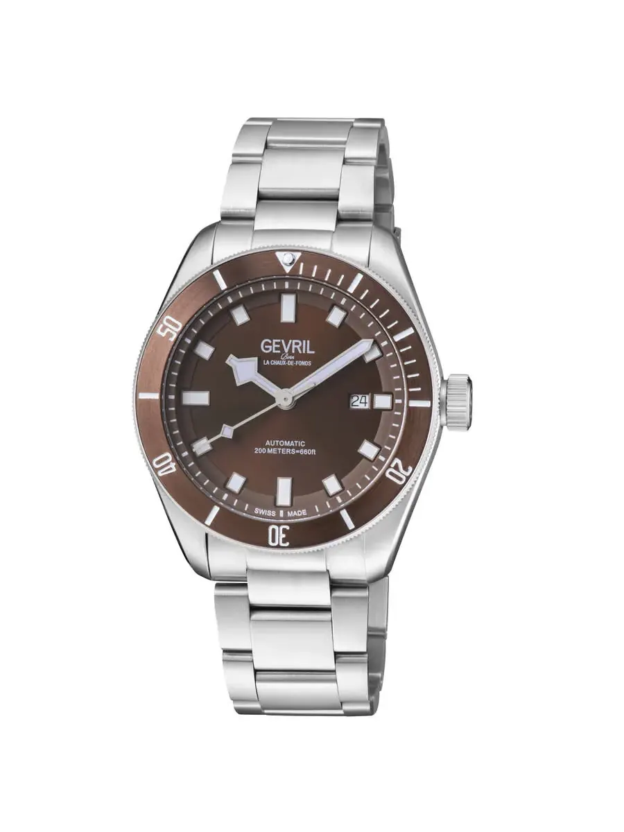 Мужские часы Gevril Yorkville Automatic с коричневым циферблатом 48607 — изображение 1 из 1, оттенок коричневый